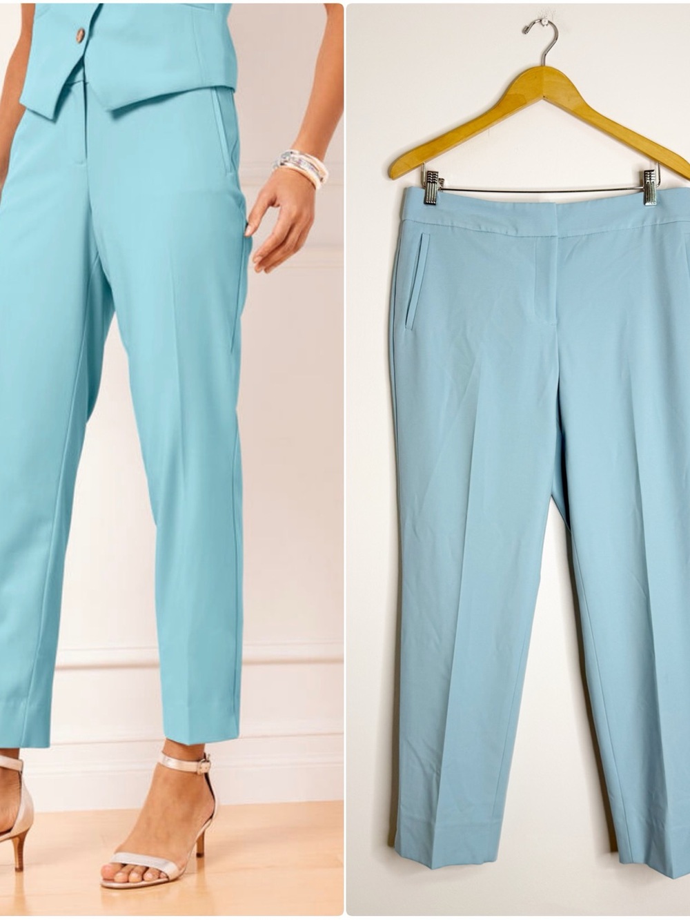 Talbots City Twill Ankle Pants Size 8 Light Blue Straight Leg Fully Lined